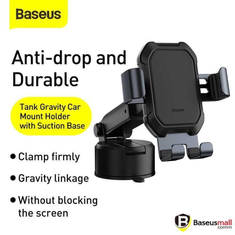 Giá đỡ điện thoại hút chân không dùng gắn kính hoặc táp lô trên xe hơi Baseus Tank Gravity Car Mount (Hàng chính hãng