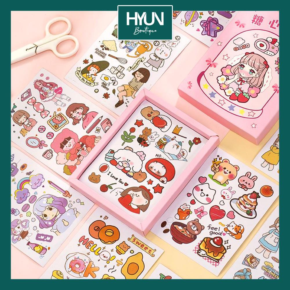 Hộp Sticker dán A6 - hơn 500 hình dán trang trí sổ tay Bullet Journal - sticker dễ thương - DIY - Hyun Boutique