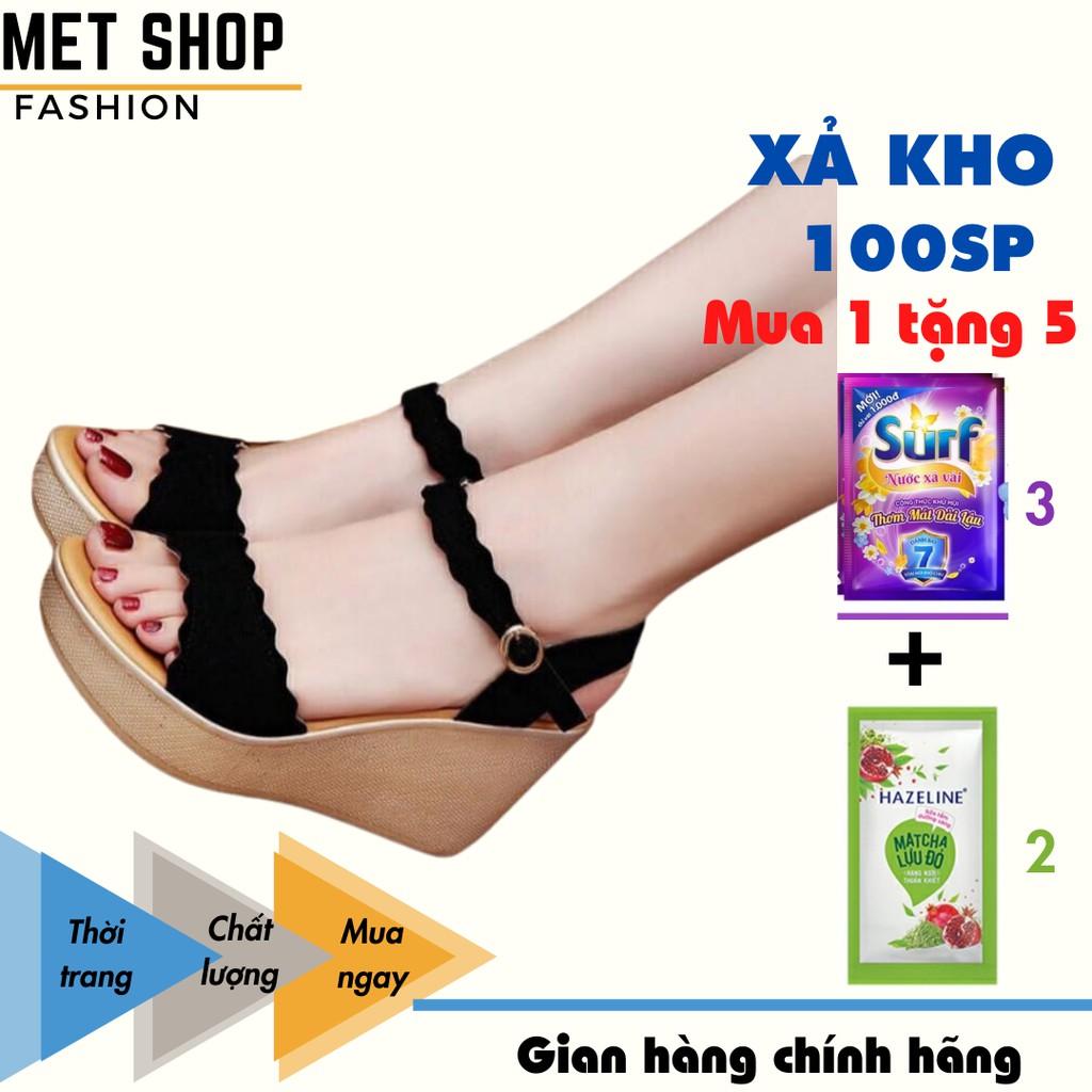 Giày cao gótẢnh thật Sandal Đế XUỒNG 9cm MÀU đen lượn sóngDép cao gót bền đẹp ôm chân siêu nhẹXưởng may Hà Nội 1