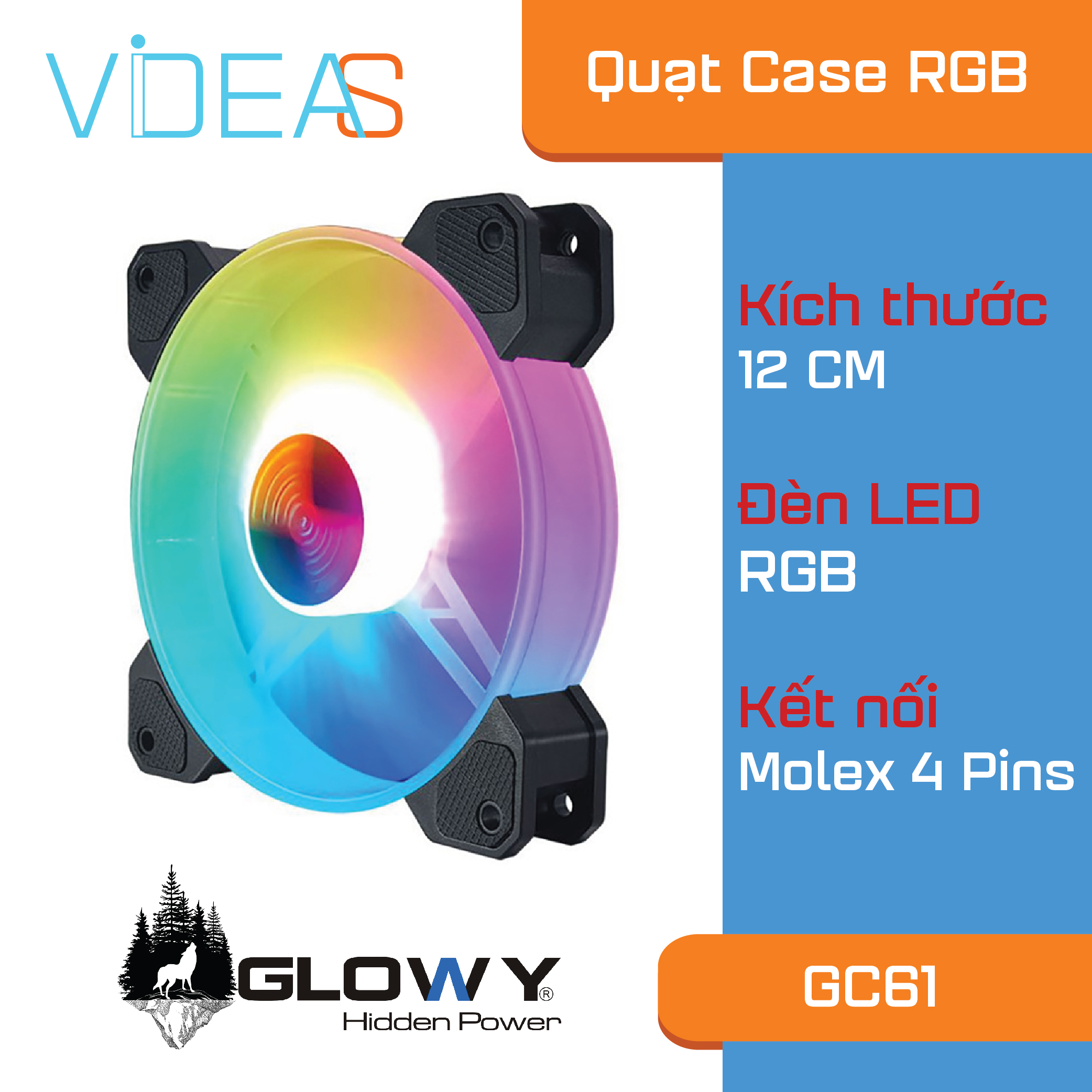 Fan case Glowy GC61 LED RGB _ Hàng nhập khẩu