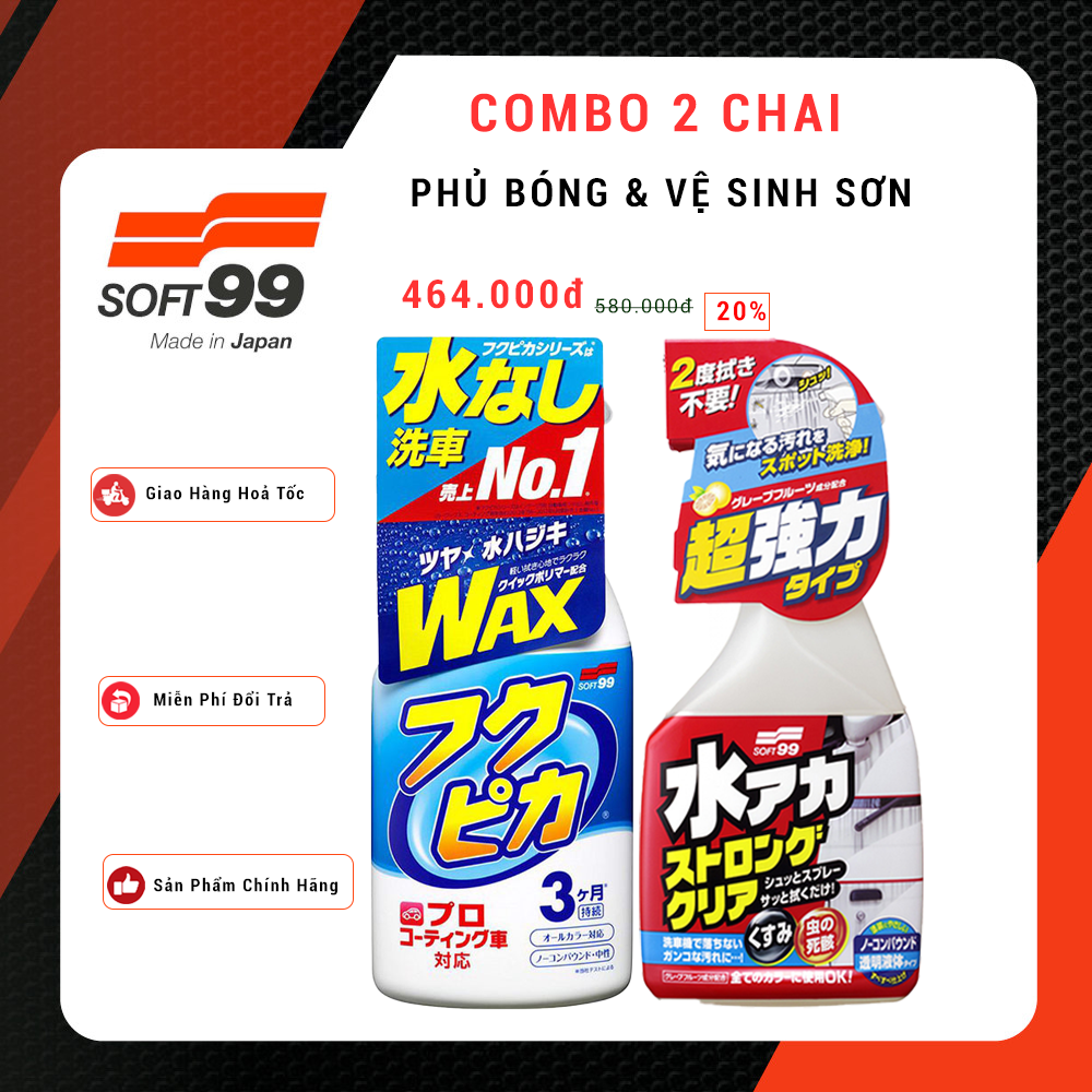 [COMBO] Phủ Bóng Sơn Fukupika W-541 & Vệ Sinh Sơn Ôtô Stain Cleaner Strong R-141 SOFT99