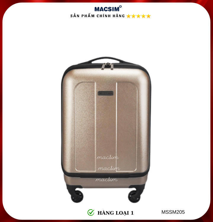 Vali cao cấp Macsim Smooire MSSM205 cỡ 20 inch màu đen, màu vàng- Hàng loại 1