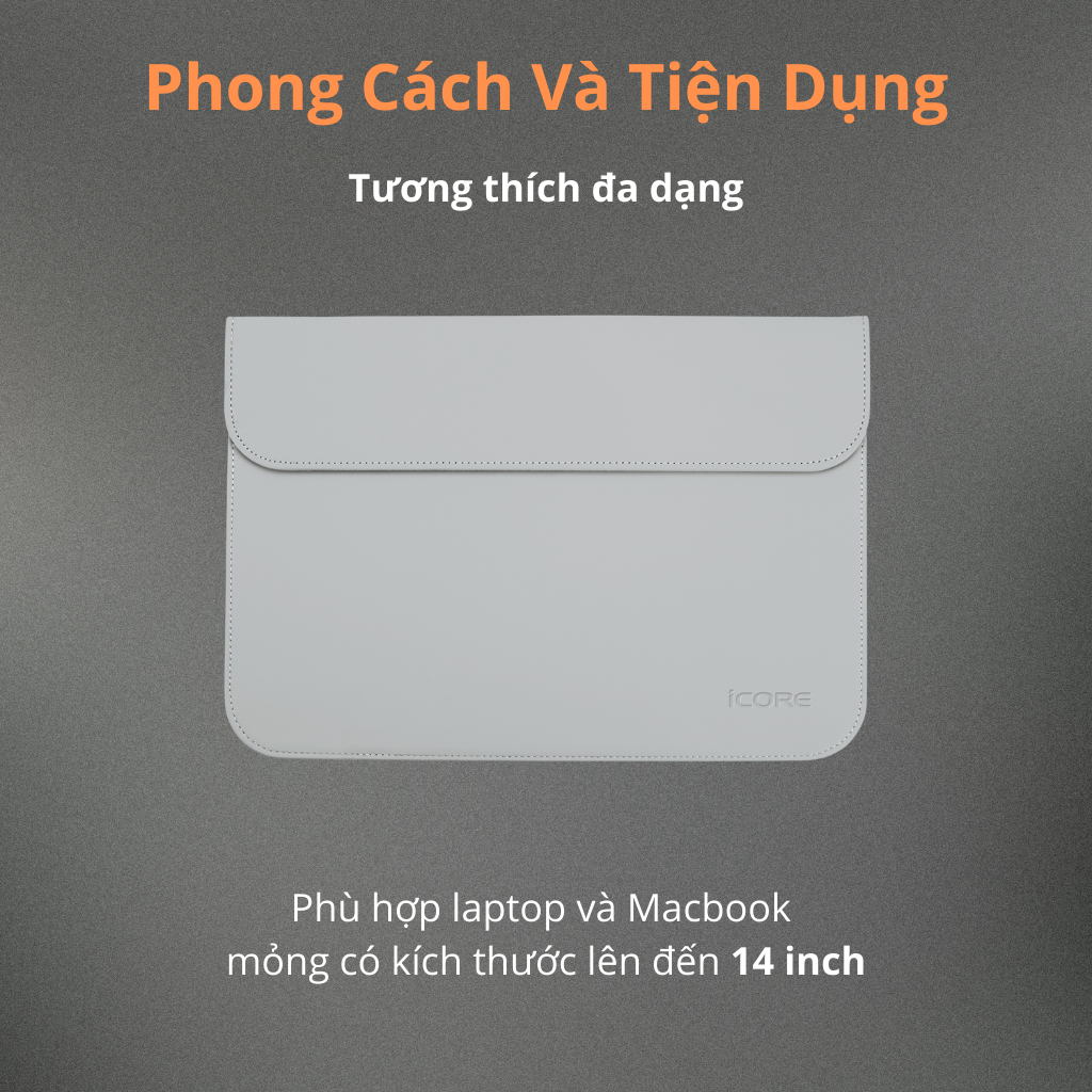 Túi Chống Sốc iCore ILB14G – Siêu Mỏng Nhẹ, Chống Nước, Giá Rẻ Cho Laptop &amp; Macbook 14" - Hàng chính hãng