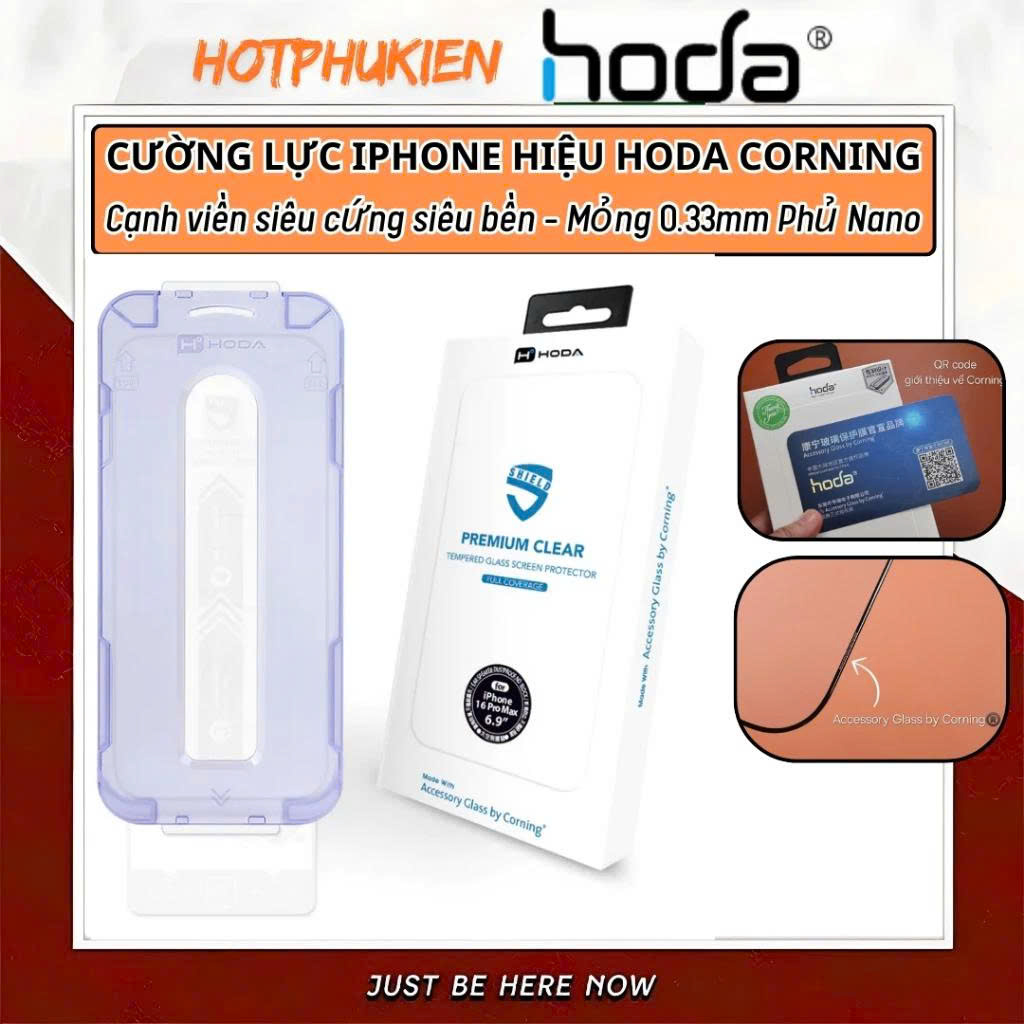 Kính Cường Lực HODA CORNING Siêu Mỏng 0.33mm – Bảo Vệ Toàn Diện Cho iPhone 12 13 14 15 16 Series Pro Pro Max Plus - Hàng nhập khẩu
