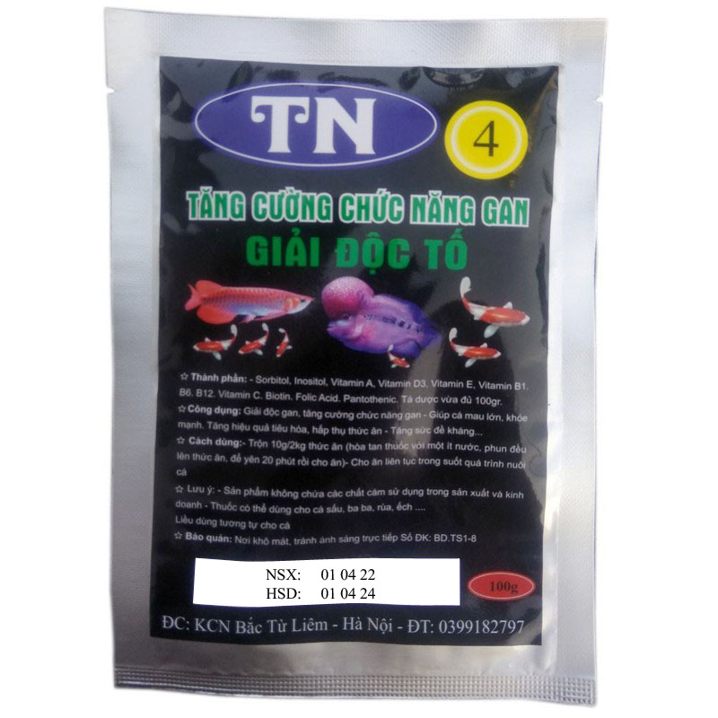 TN4 - Thuốc Bổ Gan & Giải Độc Tố Giúp Cá Lớn Nhanh, Phát Triển Mạnh, Tăng Sức Đề Kháng 100gr