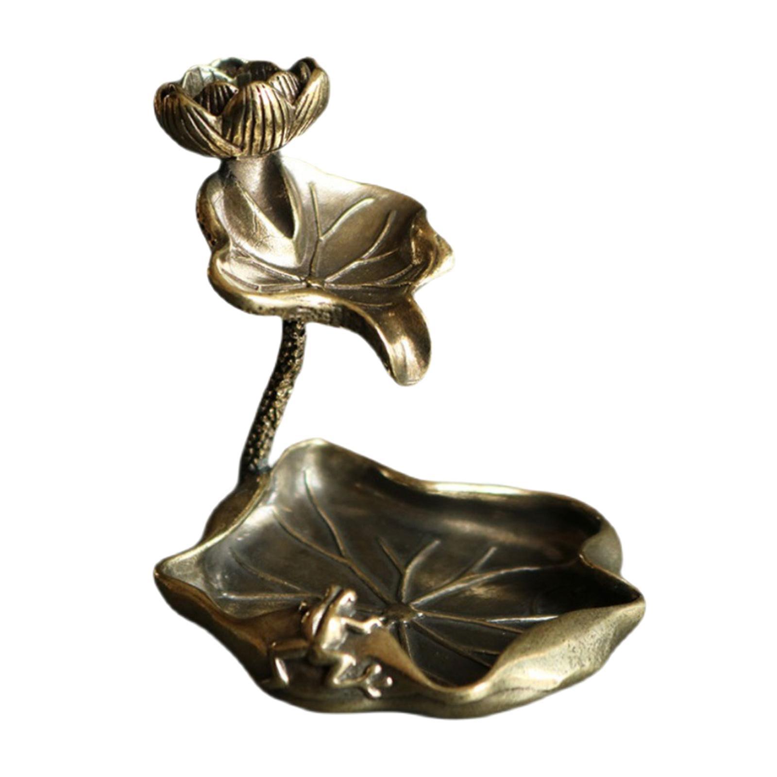 1 Piece Holder Pond Lotus Leaf Brass Antique Decor Reflux for Home