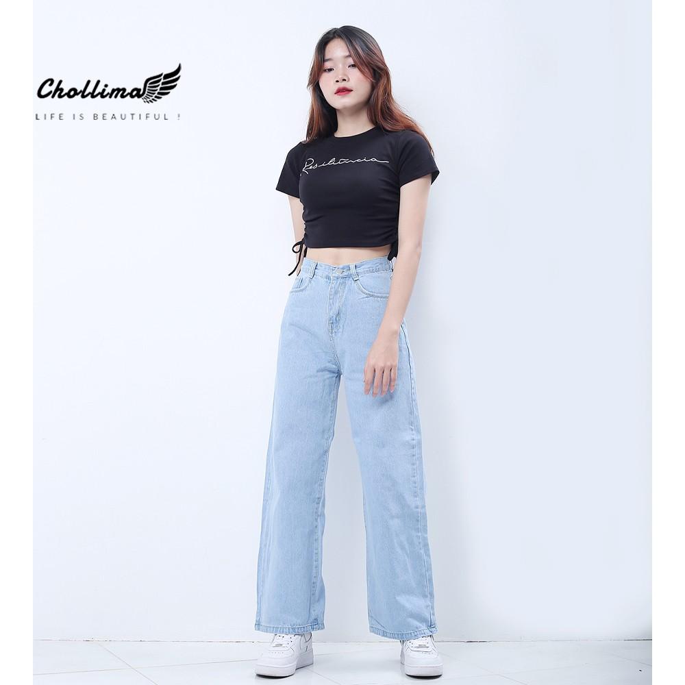 Quần jeans nữ Chollima ống rộng SIMPLE JEAN Unisex vải jean cao cấp chất đẹp QD026