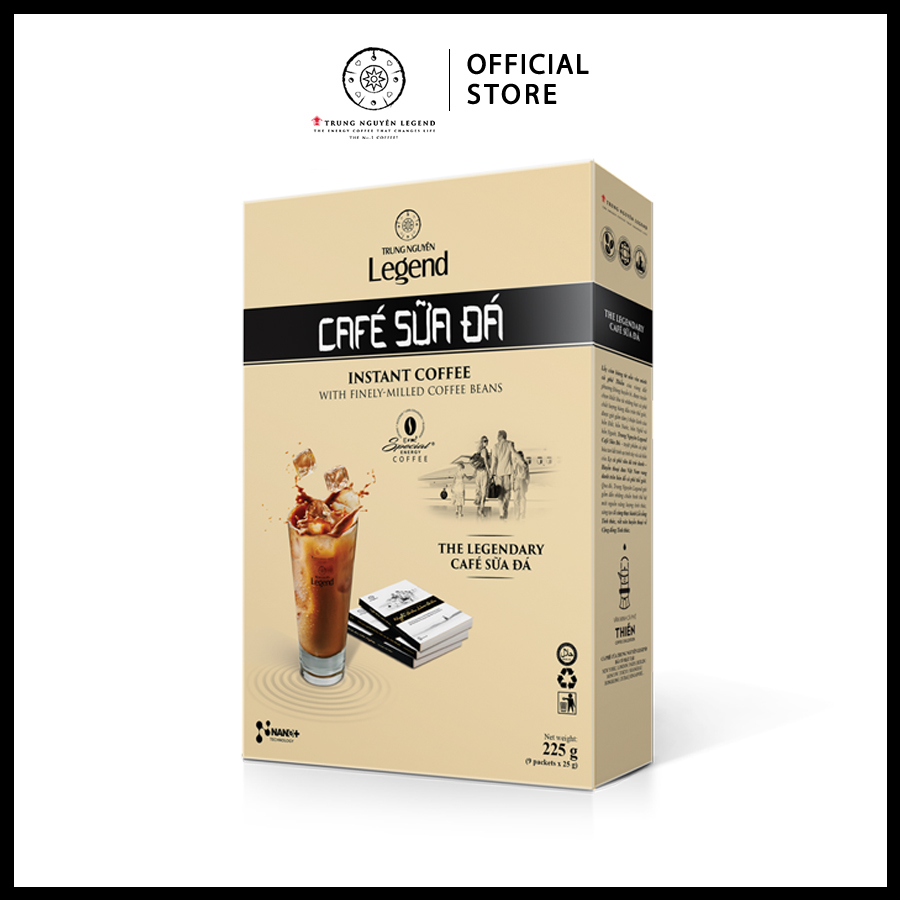 Trung Nguyên Legend - Cà phê hoà tan rang xay 3in1 Cafe sữa đá - Hộp 9 gói x 25gr