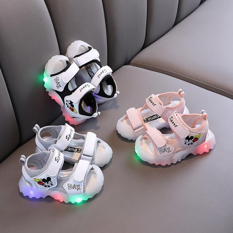Freeship Sandal Quảng Châu chống vấp hình chuột Mickey có đèn siêu đẹp cho bé mã SL1118