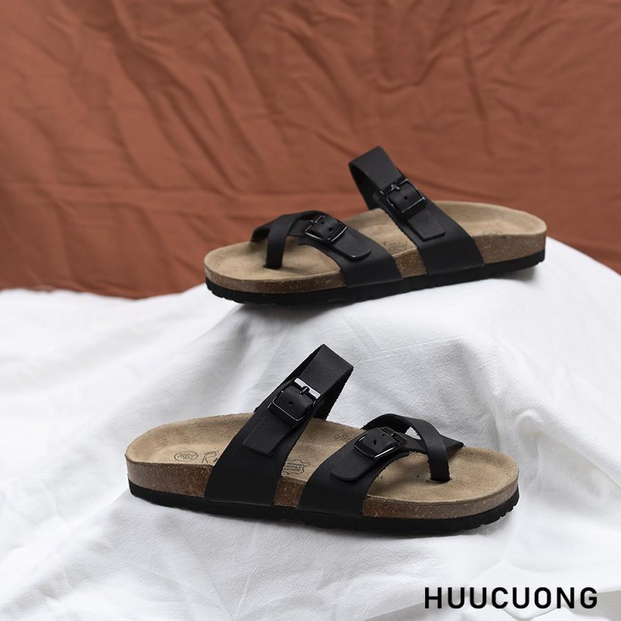 Dép HuuCuong -xỏ ngón đế trấu( đen)