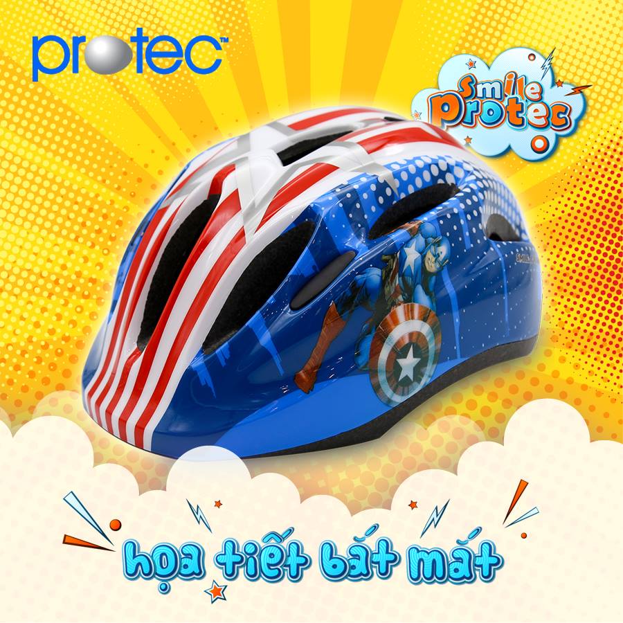 Mũ Bảo Hiểm Xe Đạp Trẻ Em, Nón Bảo Hiểm Chơi Thể Thao, Trượt Patin Cao Cấp Protec Smile W024 - Hàng Chính Hãng