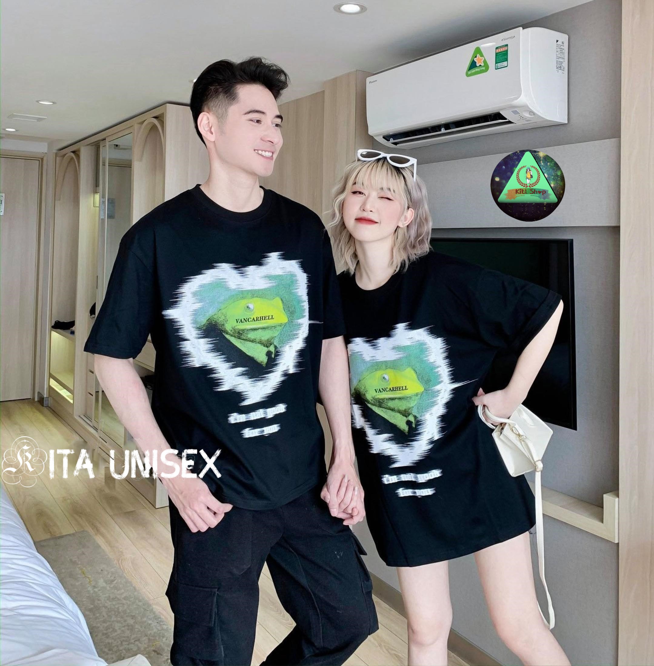 Áo Thun Couple Nam Nữ Ngắn Tay Unisex Form Rộng thời trang Hot Trend Freesize Kita Unisex - Heart Couple