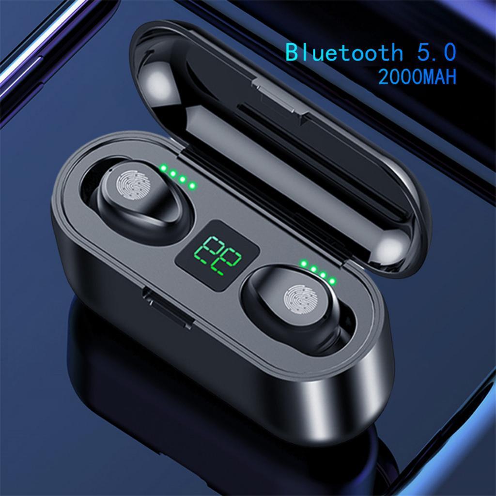 F9 Bluetooth 5.0 Headset Wireless Earphones 1200mAh black