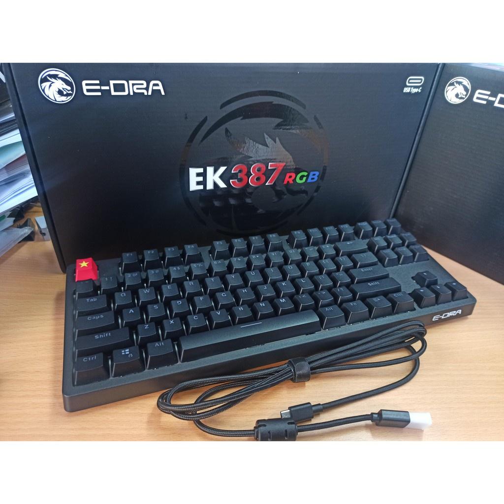 Bàn phím cơ EDRA EK387 Huano Switch led RGB - Dây Typ C - Màu đen - Blue/ Brown/ Red Switch - Bảo hành 24 tháng