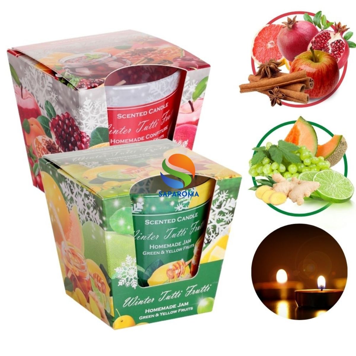Combo 2 ly nến thơm tinh dầu Bartek Winter Tutti Frutti 115g - nho, quế, lựu, nến trang trí, thơm phòng, thư giãn, hỗ trợ khử mùi