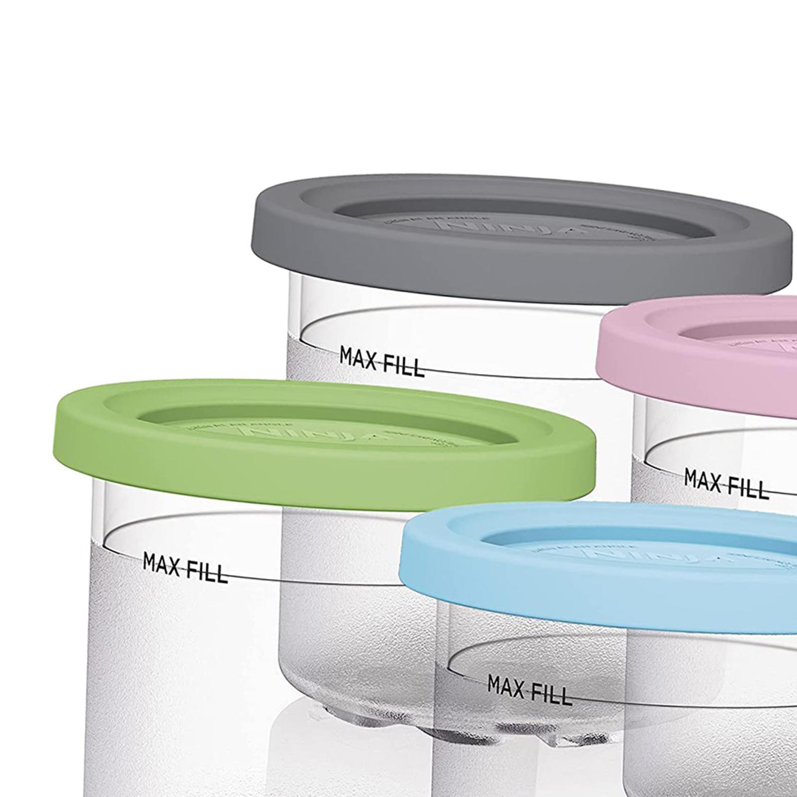 4Pcs Freezer Food Storage Tubs with Silicone Lid for Kitchen Restaurant