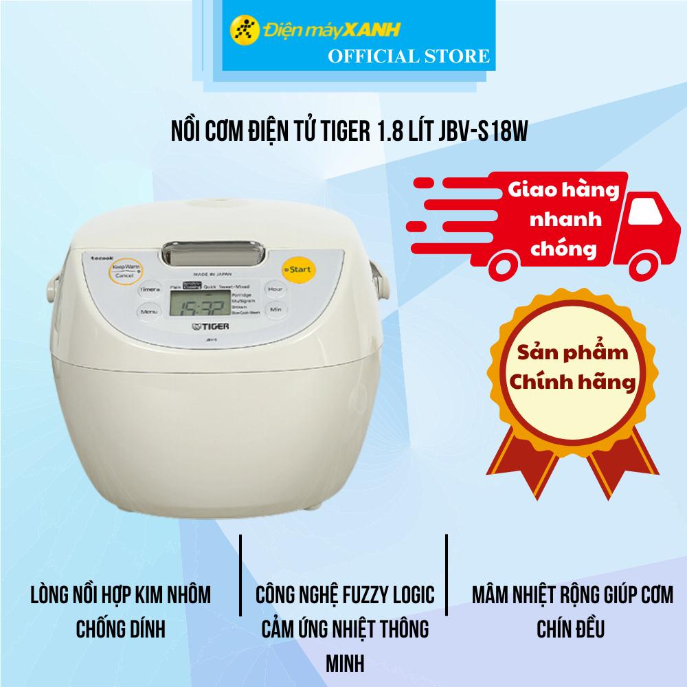 Nồi cơm điện tử Tiger 1.8 lít JBV-S18W - Hàng Chính Hãng