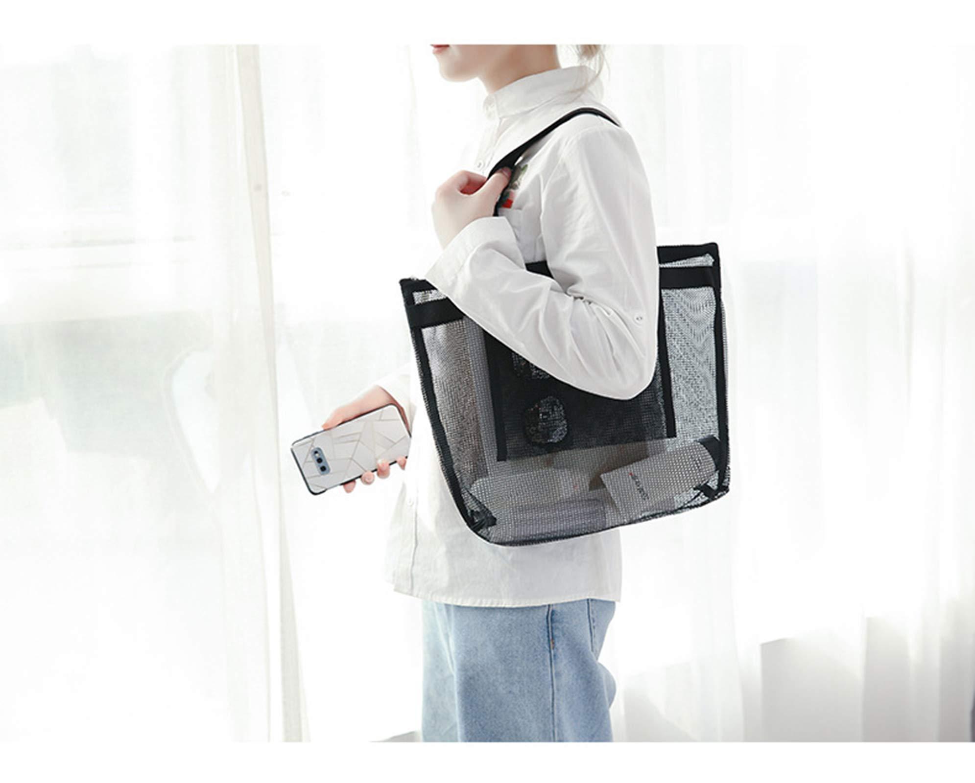 Túi bãi biển lớn lưới, túi du lịch 32x37cm, túi đựng đồ chơi cát, túi xách có thể gập lại túi đồ dã ngoại ở mùa hè cho kỳ nghỉ gia đình
