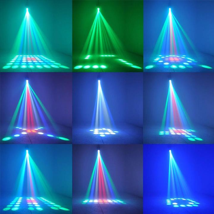 Đèn sân khấu 64 led laser DJ Party cảm biến âm thanh rbgw cho đám cưới bữa tiệc quán bar