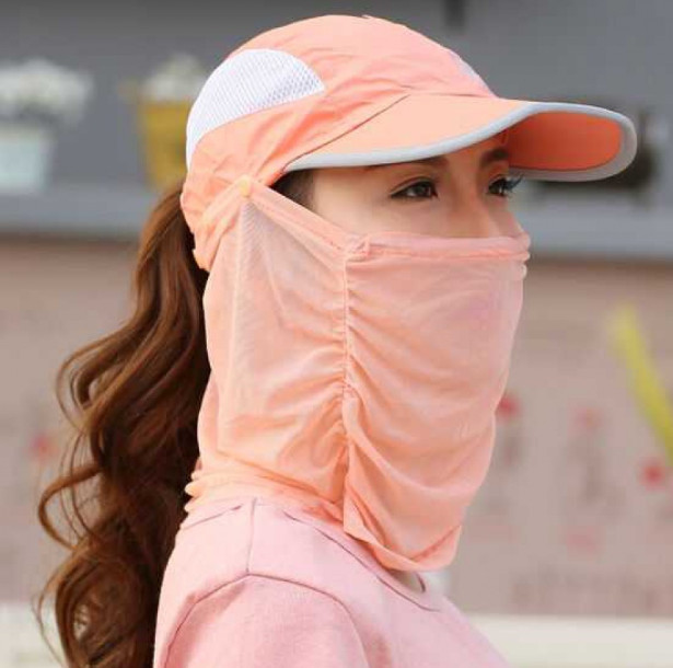 Mũ chống nắng kèm khẩu trang chống uv cao cấp, nón chống nắng khẩu trang 360 độ