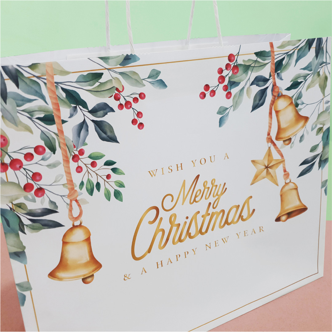 Túi giấy Kraft Trắng Noel Xmas- Size 36 x 30.5 x 12cm [COMBO 10 cái] Mã XMAS06T