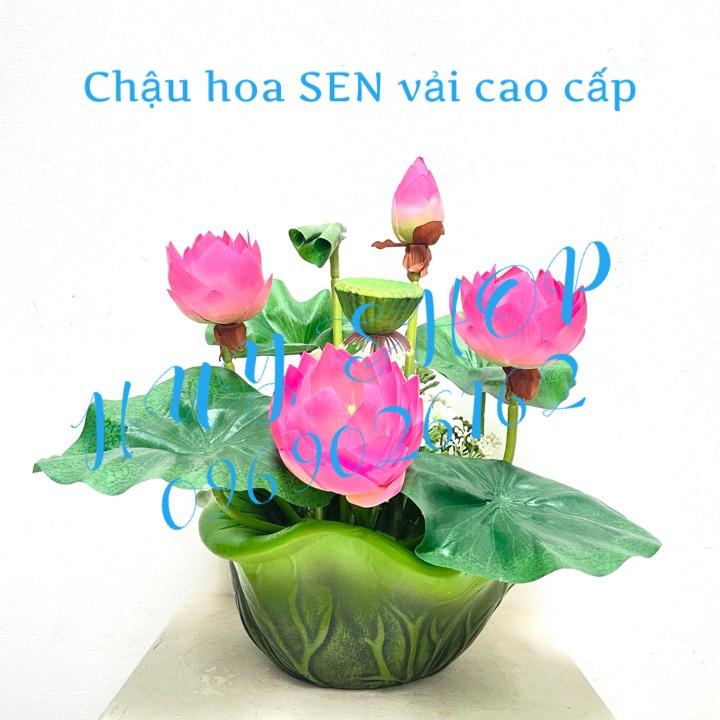 Chậu HOA SEN Vải cao cấp trang trí nhà cửa