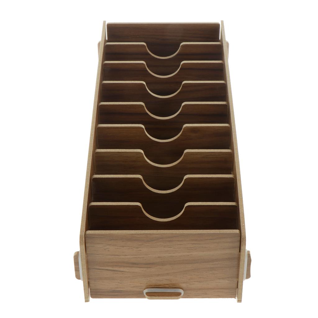 6X Wooden Card Holder, Card Case Storage Box Organizer for Office Cherry Wood