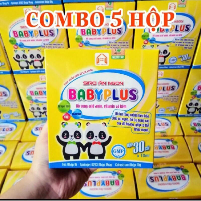 (COMBO 5 HỘP) SIRO ĂN NGỦ NGON BABYPLUS-GIÚP BÉ ĂN NGON NGỦ NGON CẢI THIỆN CÂN NẶNG-CẢI THIỆN TÁO BÓN-CẢI THIỆN GIẤC NGỦ