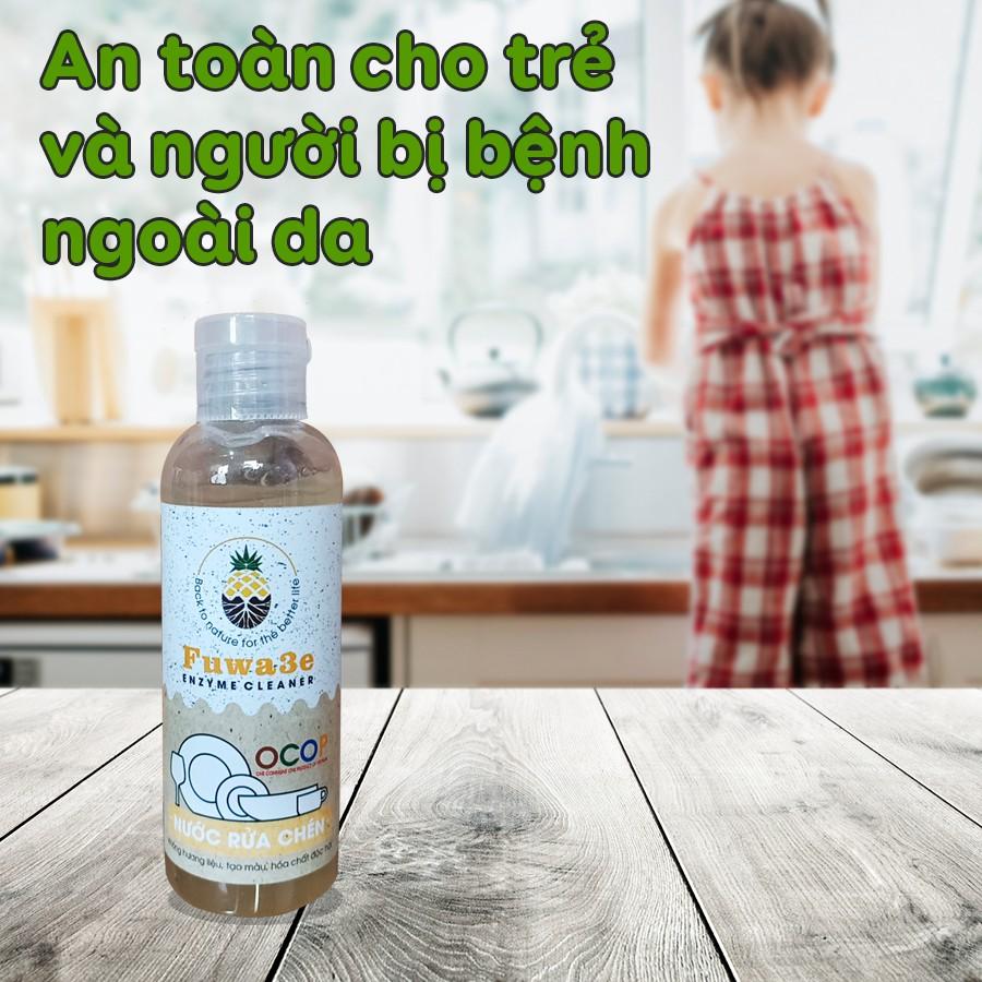 Nước rửa chén hữu cơ Fuwa3e organic Enzyme sinh học 100ml an toàn cho bé bảo vệ da tay