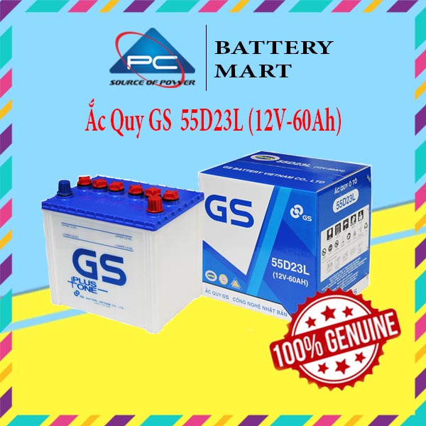 Bình Ắc Quy Nước 12V-60Ah, Ắc Quy Ô Tô GS 55D23(L)