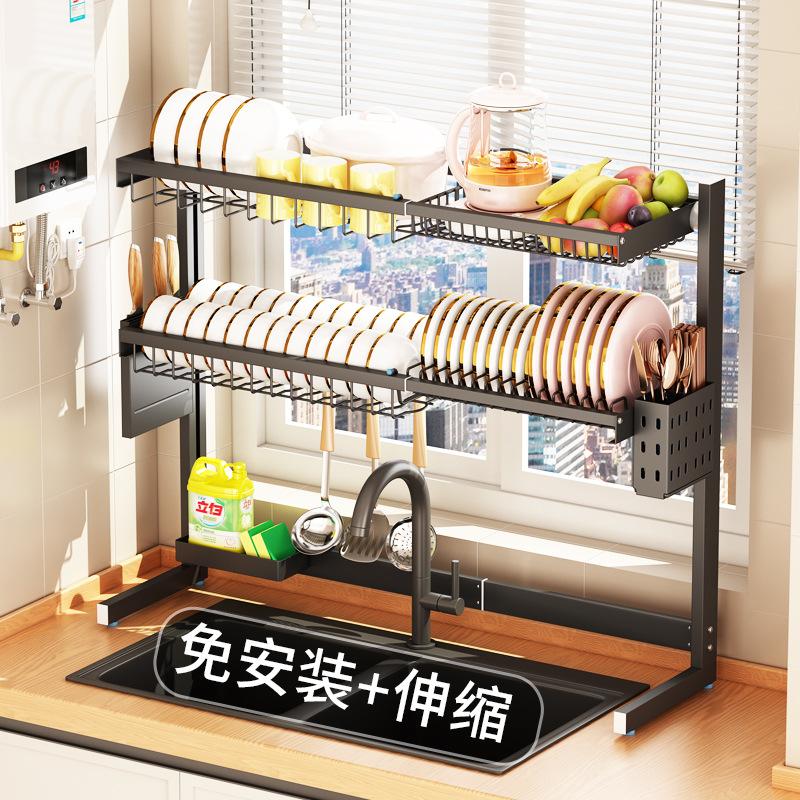 Phong Cách Mới Nhất Inox 304 Nhà Bếp Giá Treo Bát Giá Để Bát Giá Treo Chậu Rửa Bát Không Đục Lỗ Bảo Quản Chống Gỉ