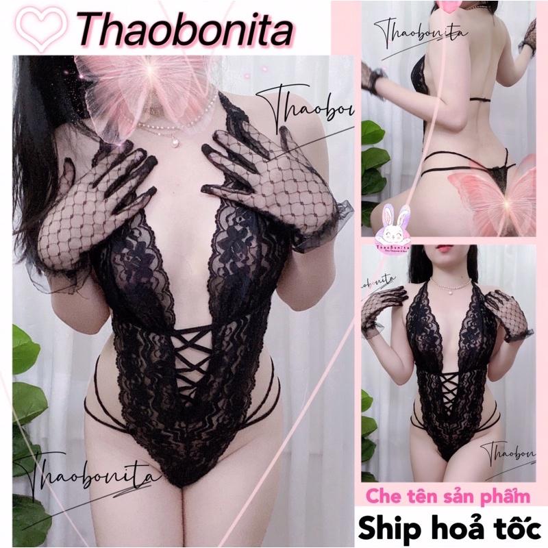 Set Bodysuit Đan Dây Cao Cấp- Kèm bao tay- Ảnh chụp thật