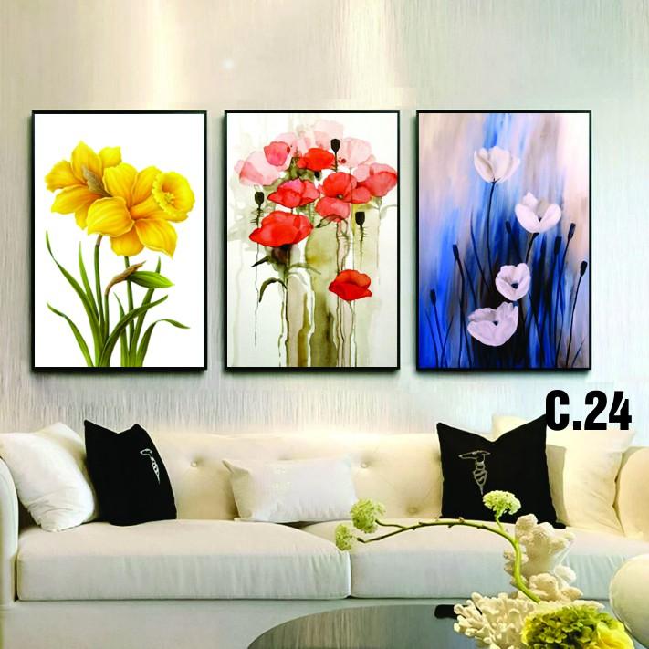 - Bộ tranh canvas 3 bức treo tường có khung phong cách hiện đại - phong cách Bắc Âu