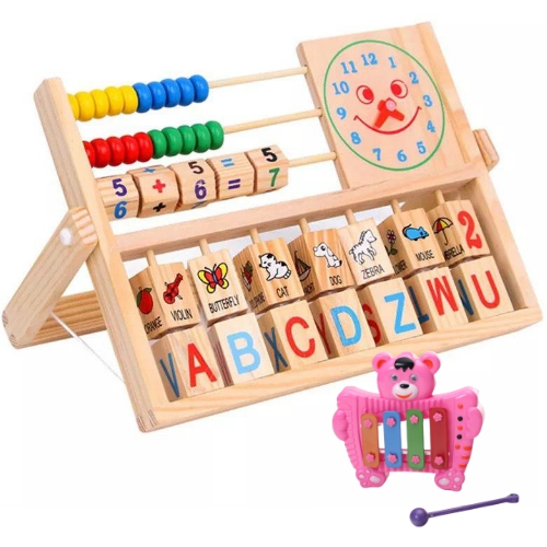 [Tặng Đàn Xylophone 4 Thanh] Đồ Chơi Kệ Gỗ Đa Năng Cho Bé Học Tính Toán Học Chữ Và Xem Giờ