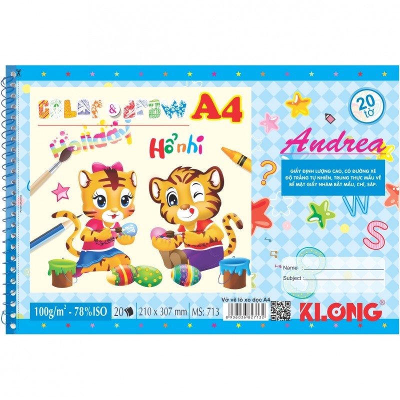 Vở vẽ lò xo xé A4 20 tờ 100/78; MS: 713