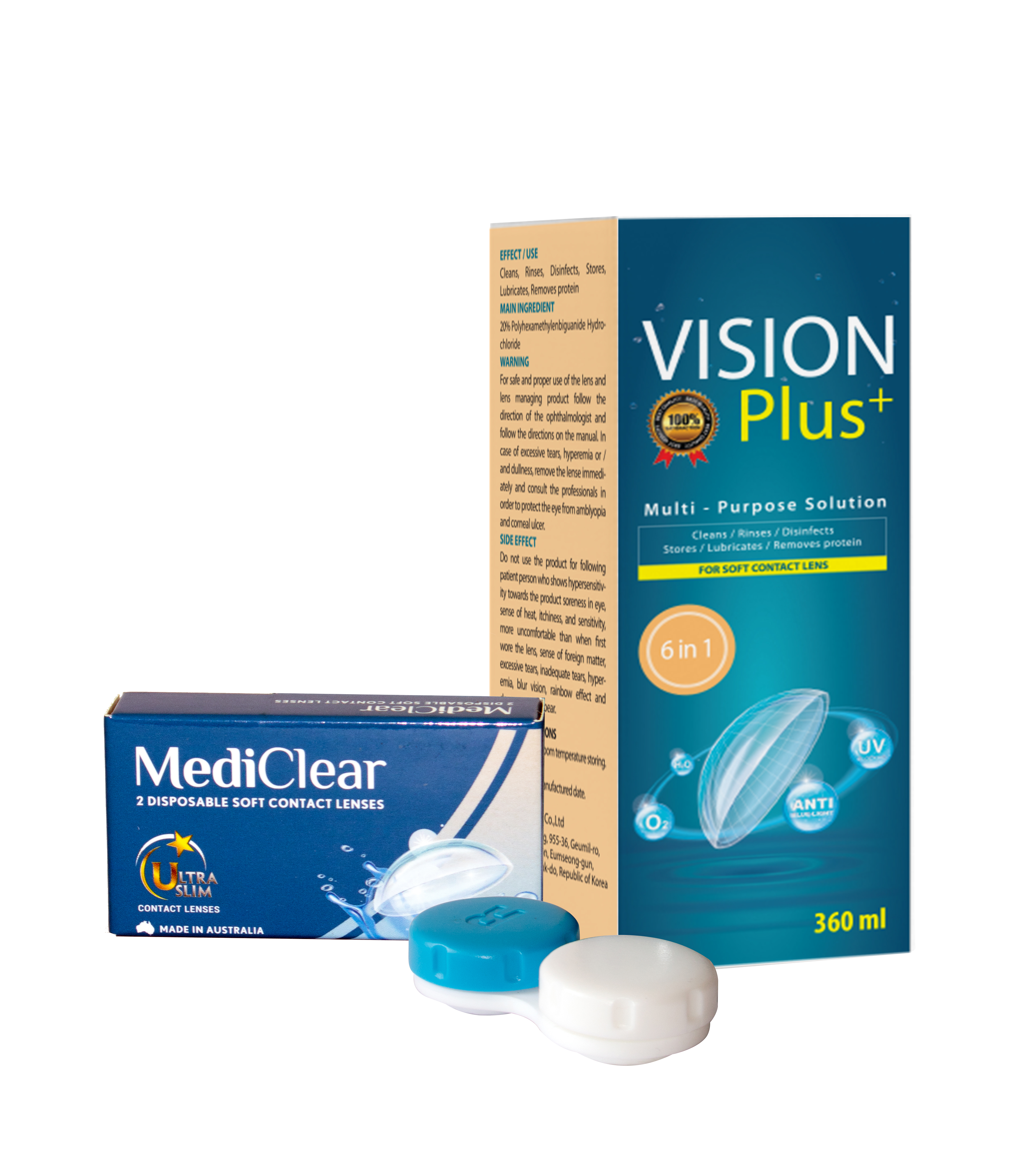 Một Cặp Kính Áp Tròng Australia Cận Thị Mediclear 3 Tháng + Nước Ngâm 360 ml