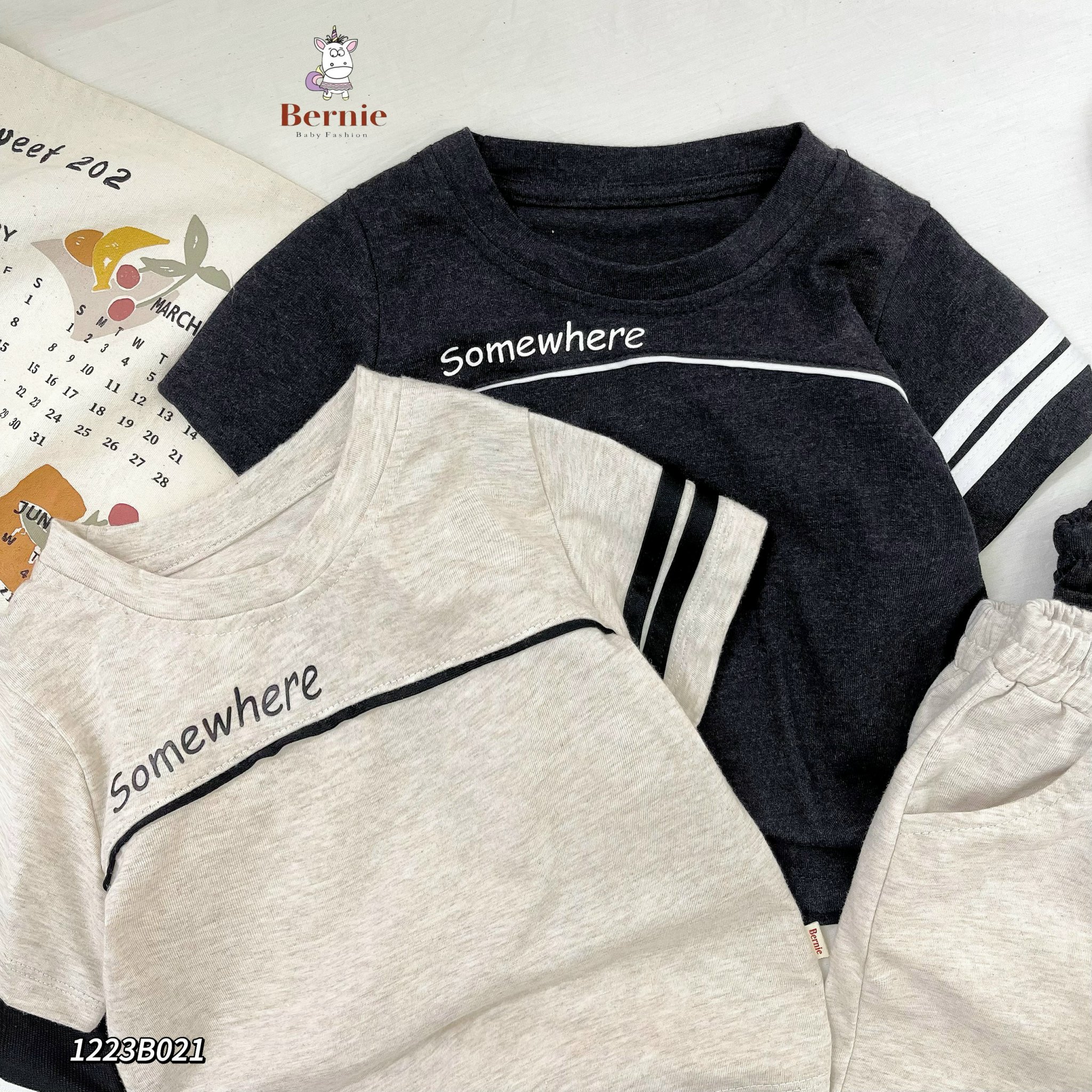 Bộ cộc tay bé trai sành điệu 1-7 tuổi in chữ Some vải co giãn thấm hút mồ hôi kiểu dáng thời trang