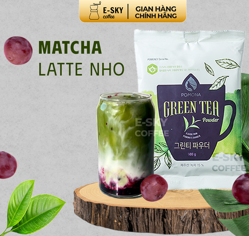 Bột Trà Xanh POMONA Green Tea Powder Nguyên Liệu Pha Chế Cà Phê Trà Xanh Đá xay Milk Foam Hàn Quốc 800g