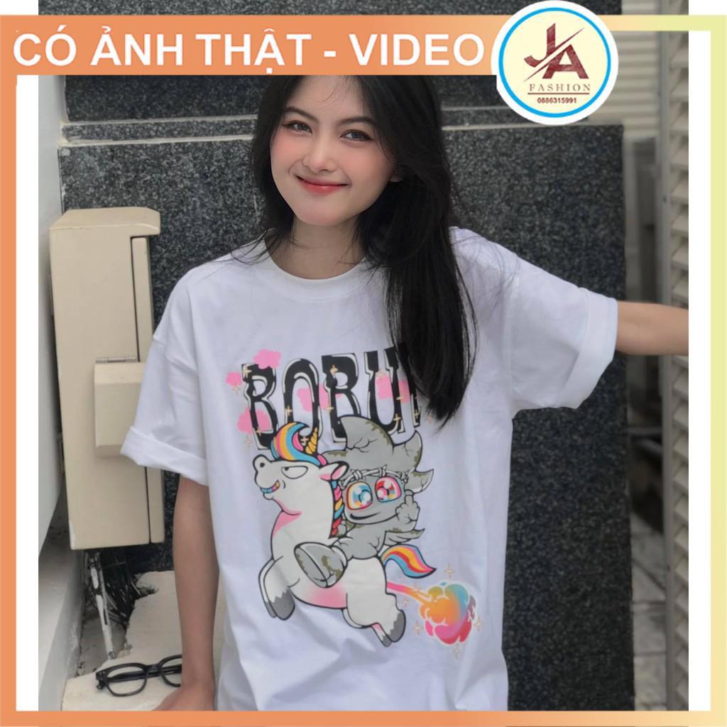 Áo Thun nam nữ BOBUI NGỰA UNICORN Áo phông tay lỡ unisex COTTON mát dày JASHOP
