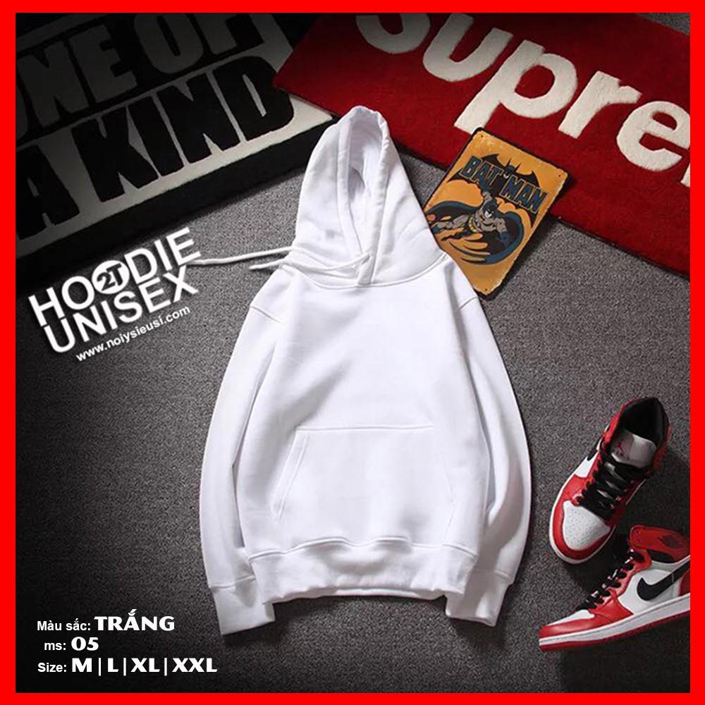 Áo hoodie unisex 2T Store H05 màu trắng