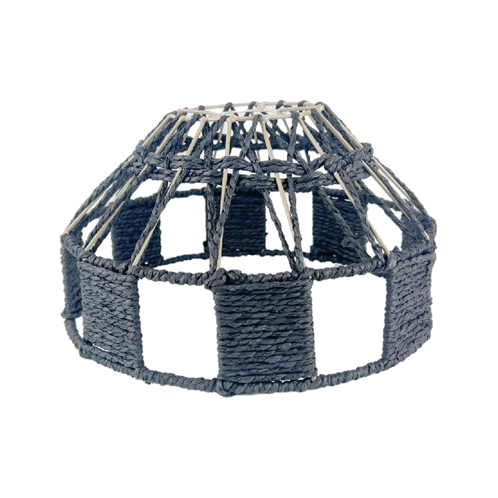 Retro Style Pendant Lamp Shade, Paper Rope Hanging Light Fixture Ceiling Light Shade Woven Chandelier Cover for Living Room Teahouse Bedroom