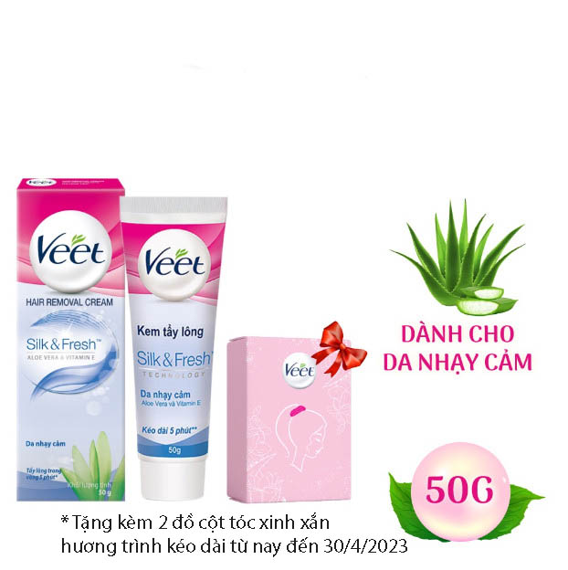 Kem Tẩy Lông Dành Cho Da Nhạy Cảm VEET Silk & Fresh Sensitive Tuýp 50g