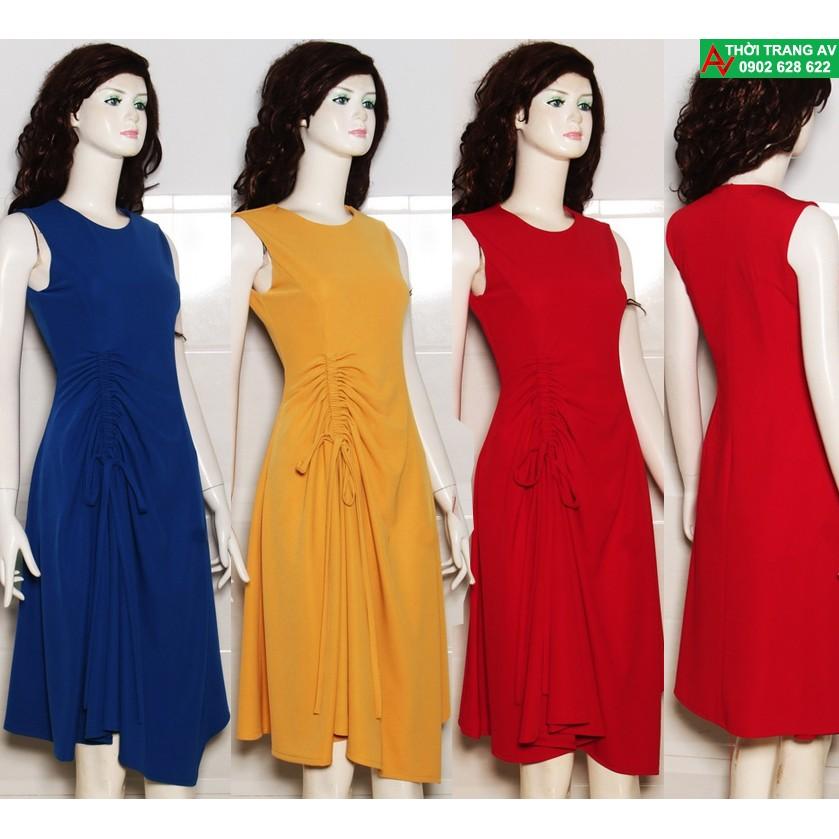 Đầm xòe sát nách lai nhọn dún eo AV6261