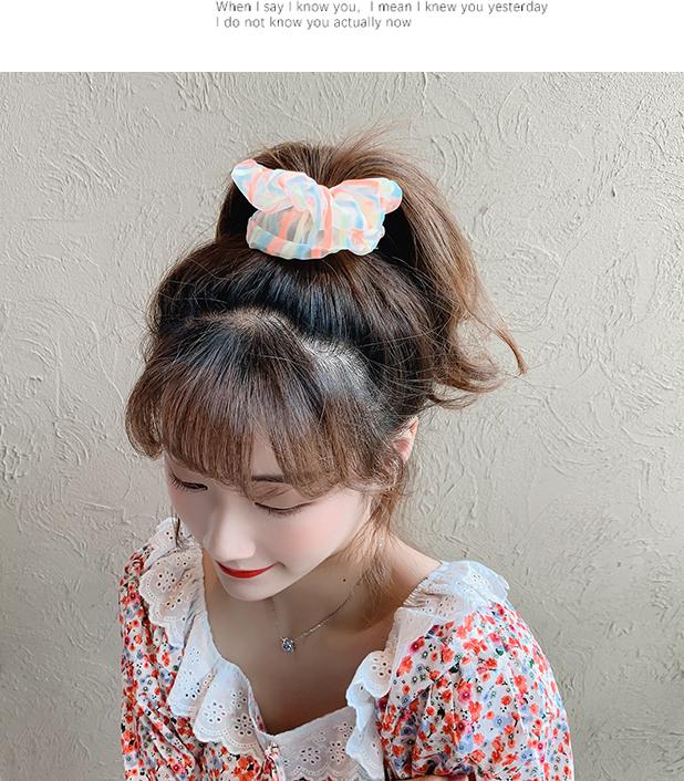Dây buộc tóc Scrunchie kẻ ngang mầu sắc dễ thương HD83