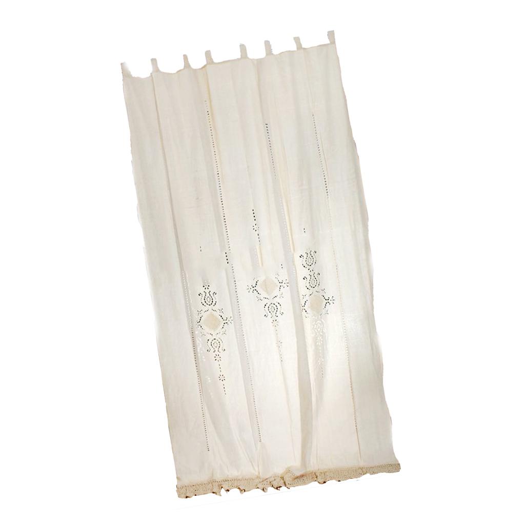 Country Hollow Crochet Window Curtain Blockout Drape Panel Tab Top