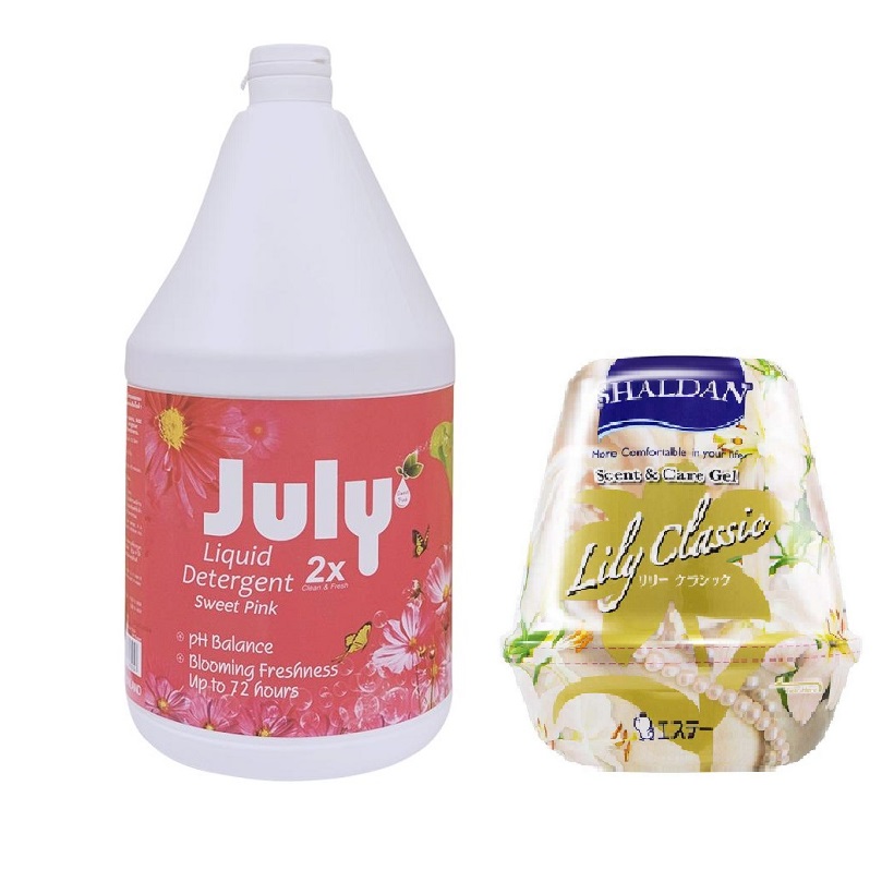 Combo 01 can nước giặt xả Thái Lan July 2X 3,5L + 01 hộp sáp thơm khử mùi Scent & Care Gel 180g