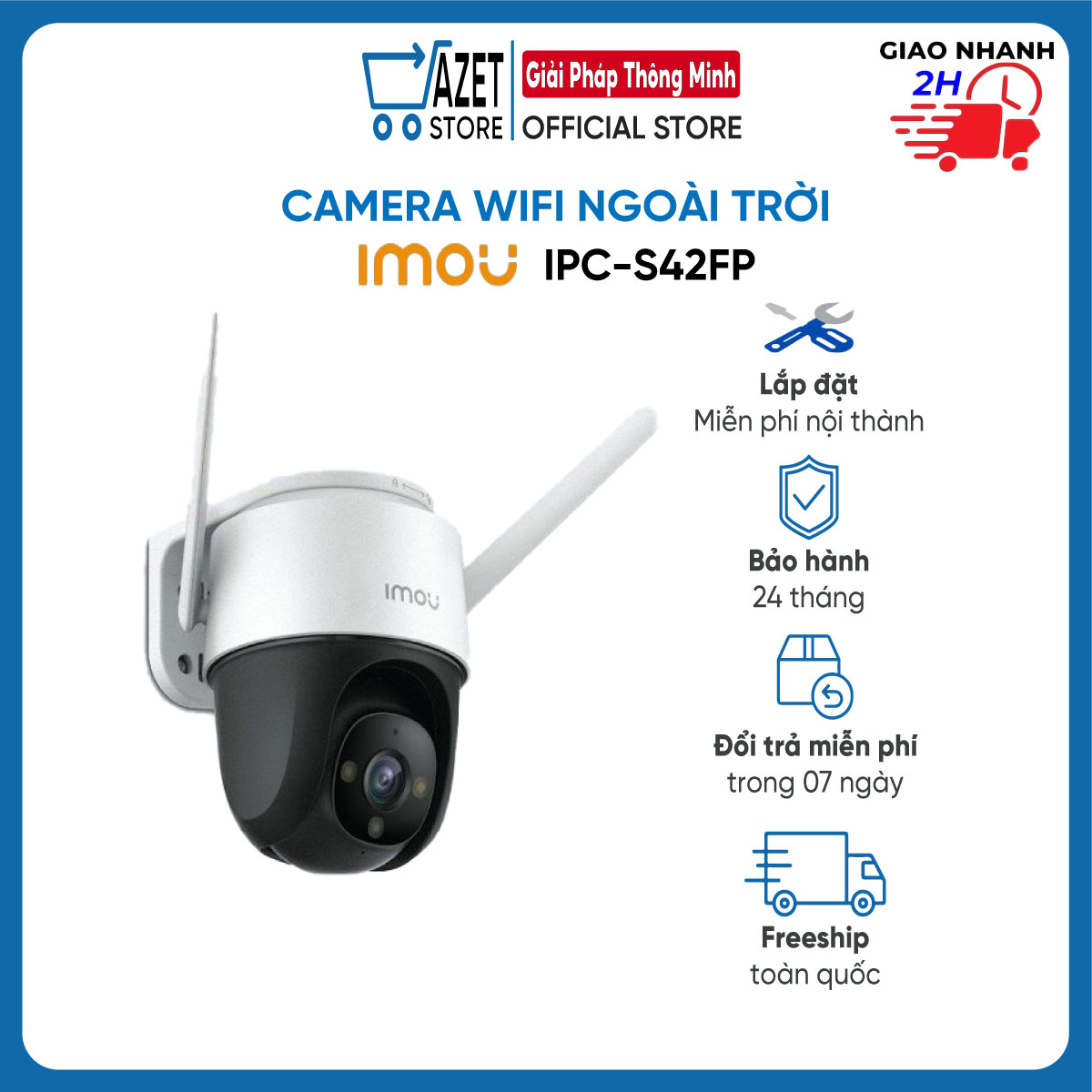 Camera Giám Sát Ngoài Trời IP Wifi IMOU IPC S42FP 4.0Mpx I XOAY 360° I Tích Hợp Còi Và Đèn Spotligh I Hàng Chính Hãng | Bảo Hành 24 Tháng