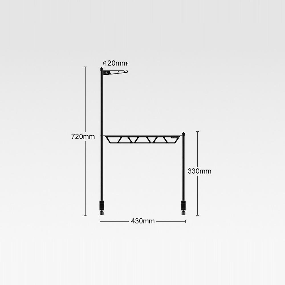 Desk-Mounted Camping Detachable Lamp Holder Practical High Strength Metal Black Outdoor Hiking Storage Rack Light Bracket Drying Rack Hung Shelf With Hook