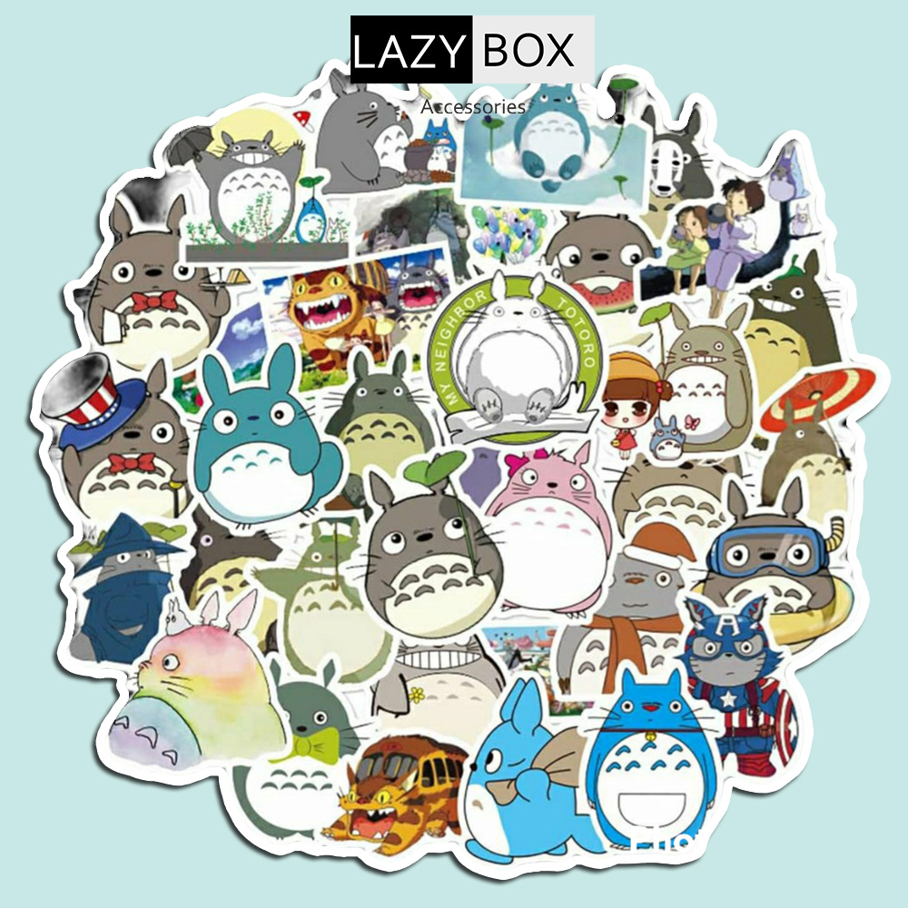 Sticker hình dán TOTORO anime dễ thương cute, pastel trang trí mũ bảo hiểm, dán Laptop, journal, sổ tay