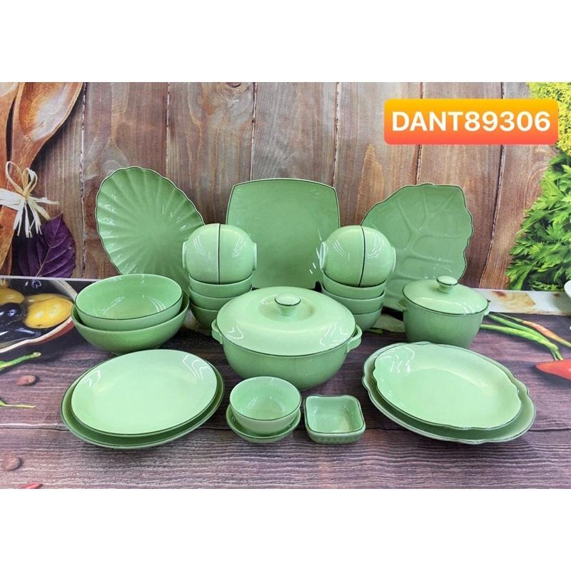 Bộ bát đĩa men ngọc 22-24 món. Gốm sứ Bát Tràng.